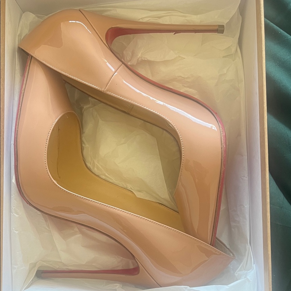 Christian Louboutin Blush Patent Leather Heels So Kate